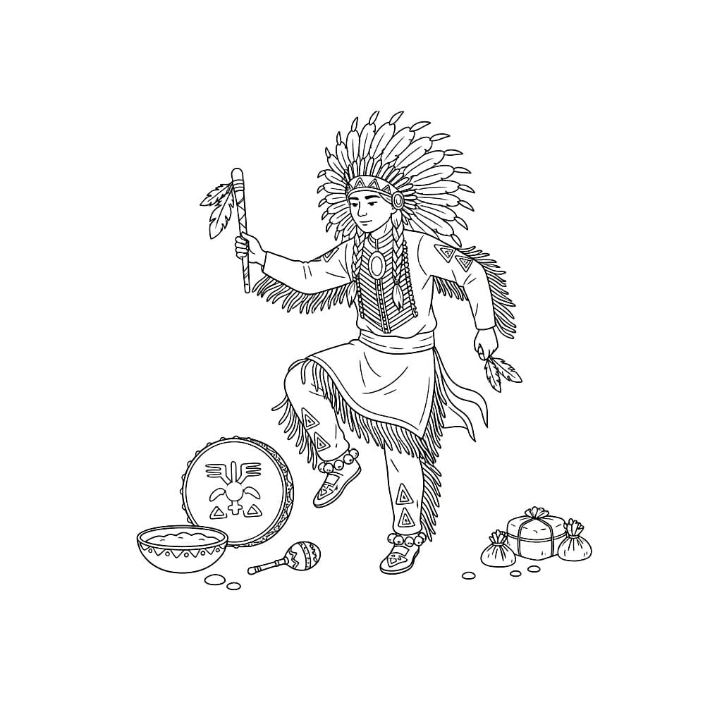 Indiani che ballano da colorare