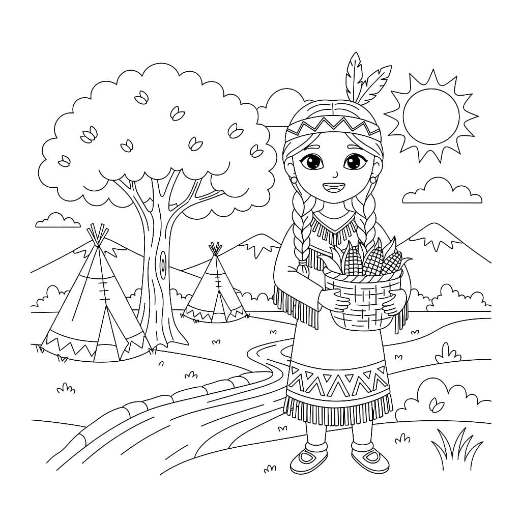 Indiani in cerca di cibo da colorare