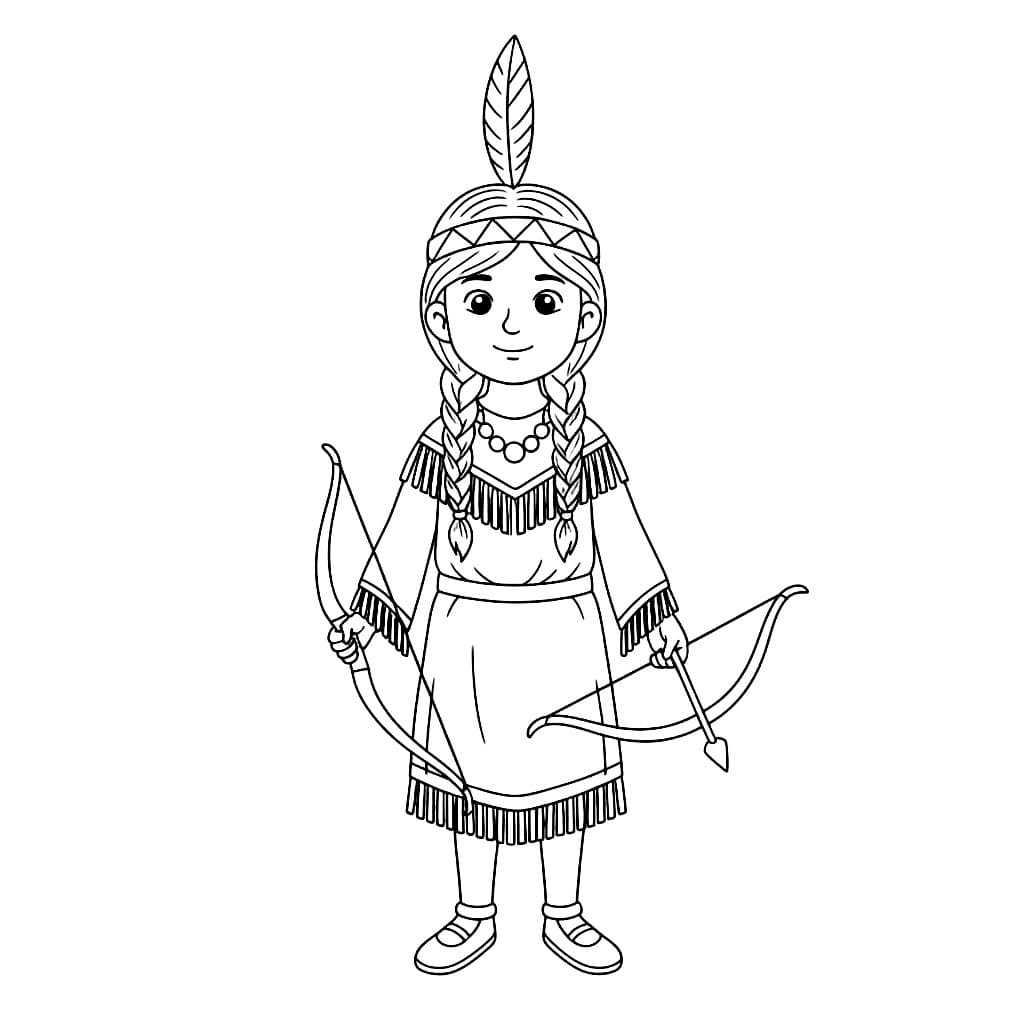 Indiano con arco da colorare
