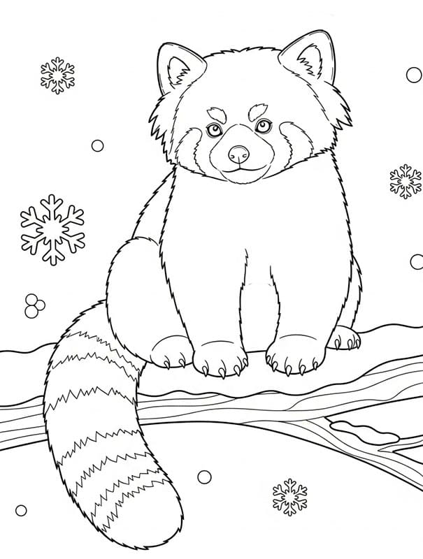 Inverno del panda rosso da colorare