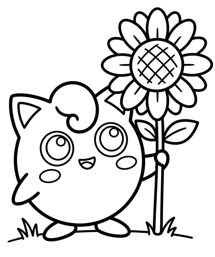 Jigglypuff con girasole da colorare