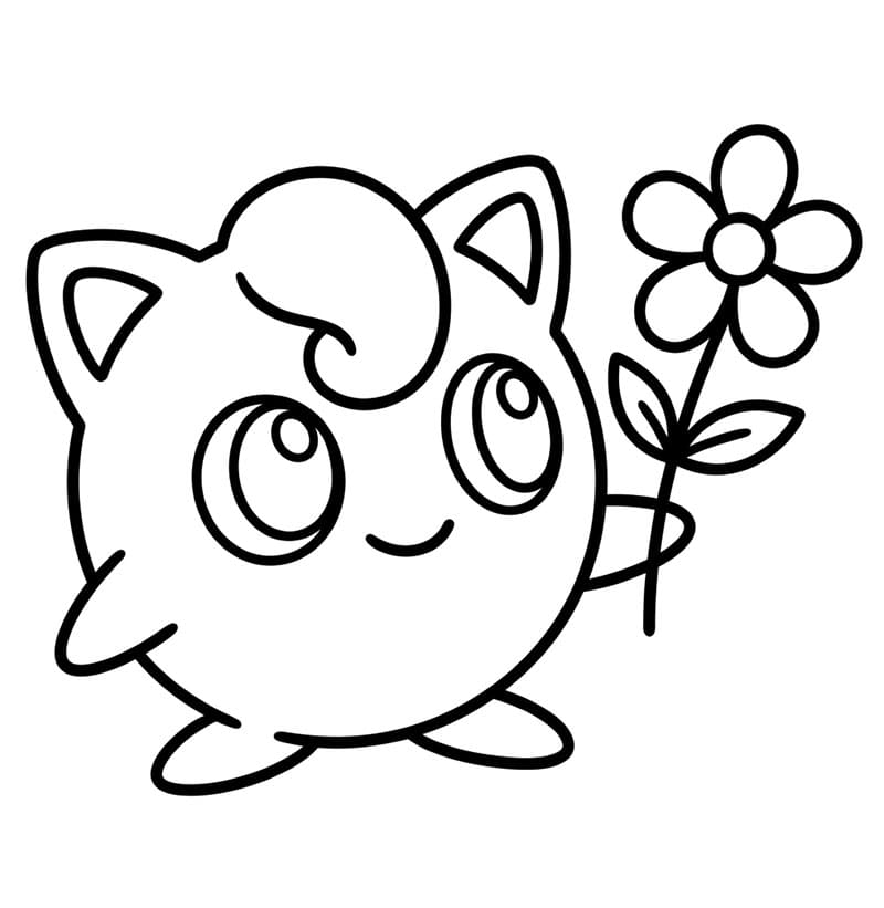 Jigglypuff e fiore da colorare