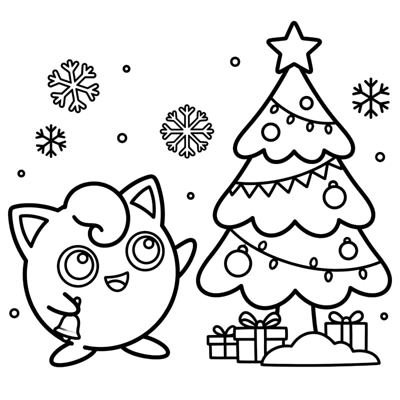 Jigglypuff e l'albero di Natale da colorare