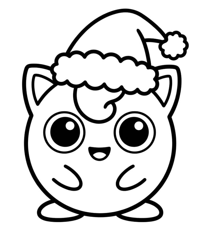 Jigglypuff indossa il cappello di Babbo Natale da colorare