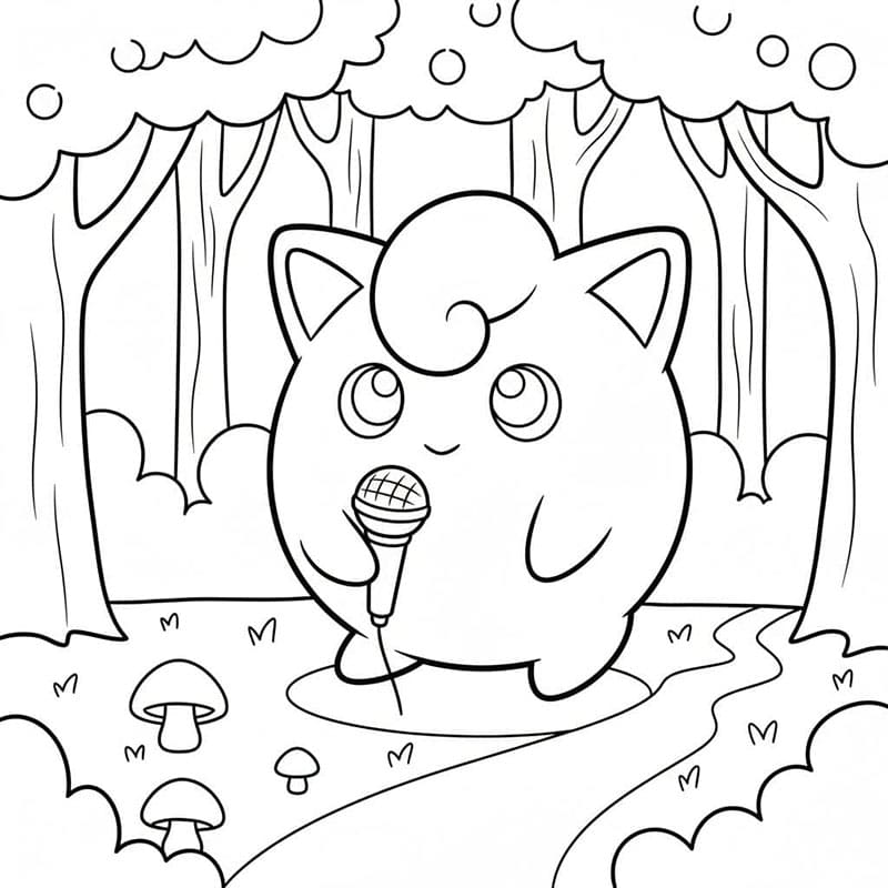Jigglypuff nella foresta da colorare