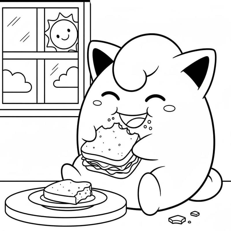 Jigglypuff sta mangiando da colorare