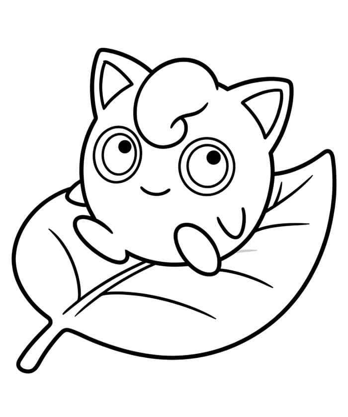 Jigglypuff su una grande foglia da colorare
