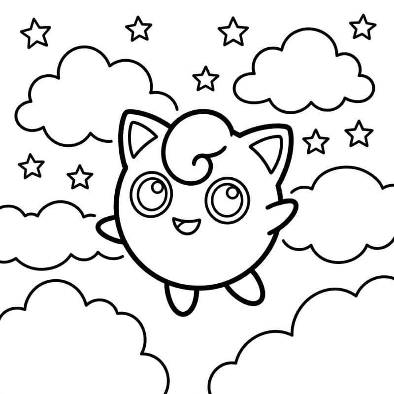Jigglypuff sul cielo da colorare