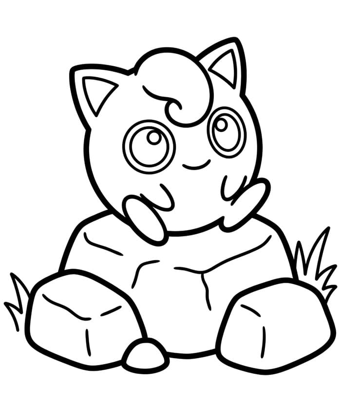 Jigglypuff sulla roccia da colorare