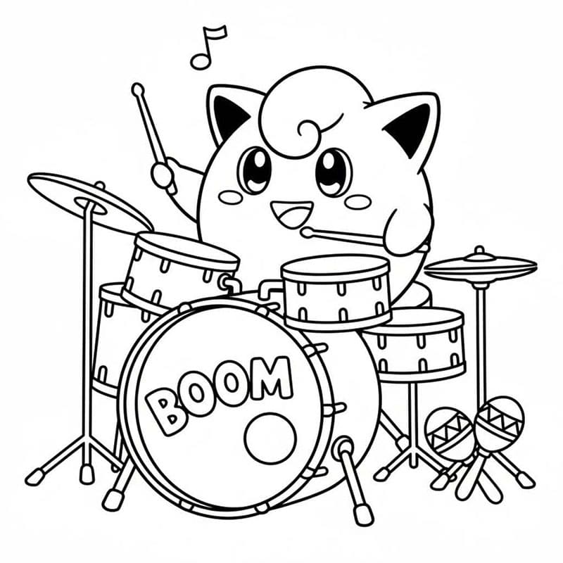 Jigglypuff suona la batteria da colorare