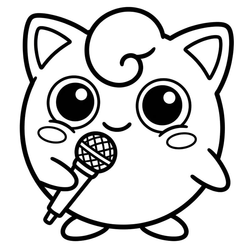 Jigglypuff tiene in mano il microfono da colorare