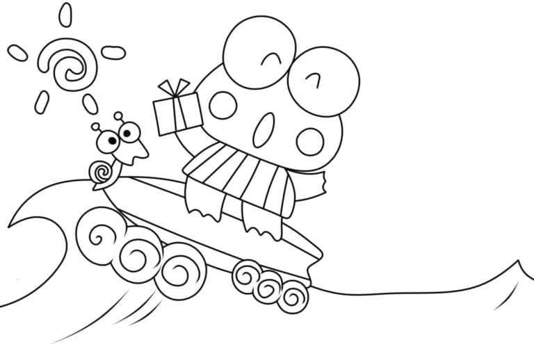 Keroppi Surf da colorare