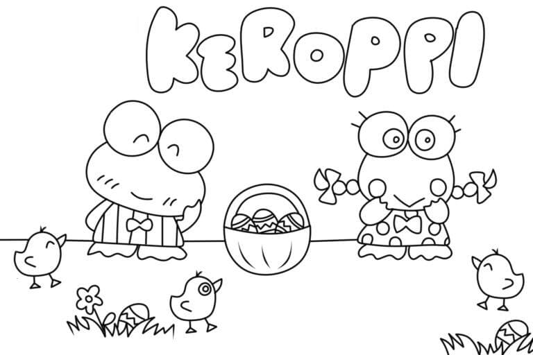 Keroppi e la fidanzata da colorare