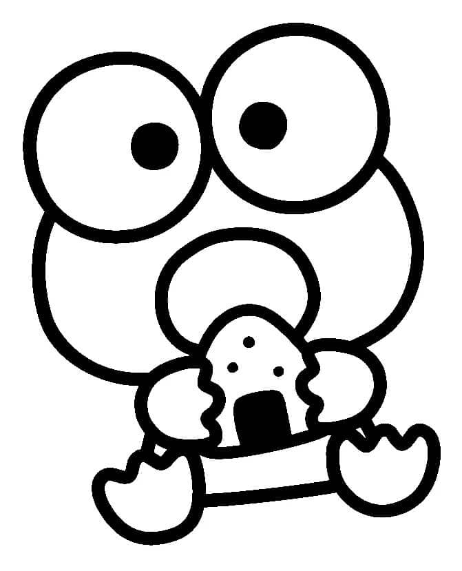 Keroppi mangia polpette di riso da colorare