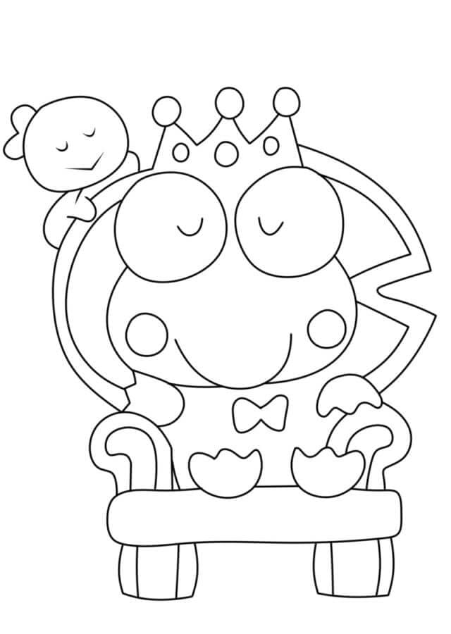 Keroppi sul trono da colorare