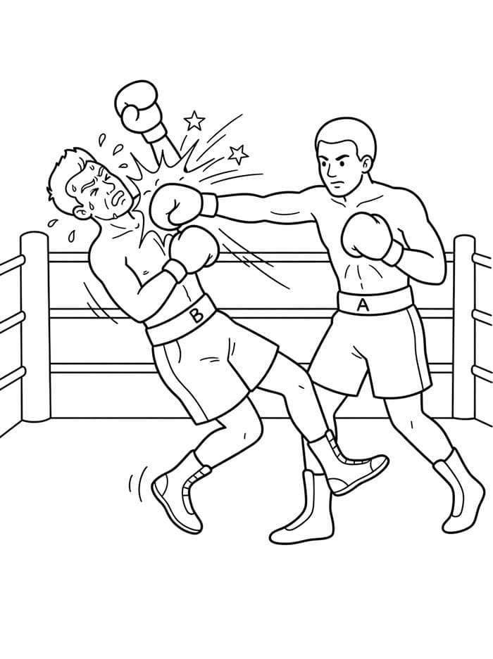 Knockout nel pugilato da colorare