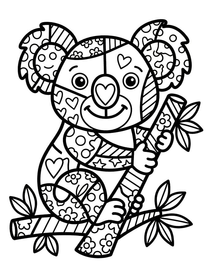 Koala in stile Romero Britto da colorare