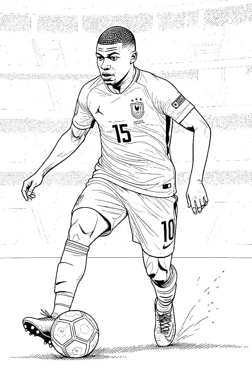 Kylian Mbappé allo stadio da colorare