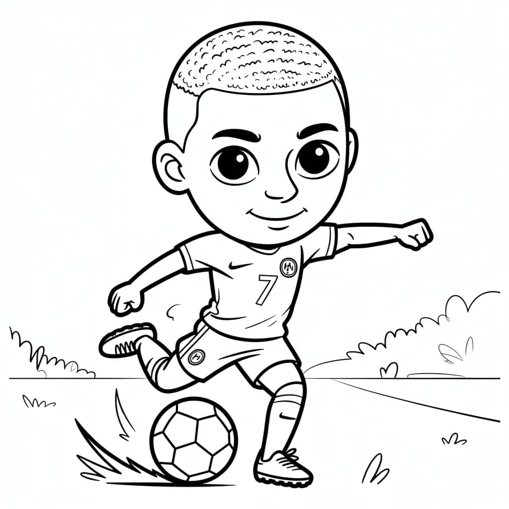 Kylian Mbappé con la maglia numero 7 da colorare
