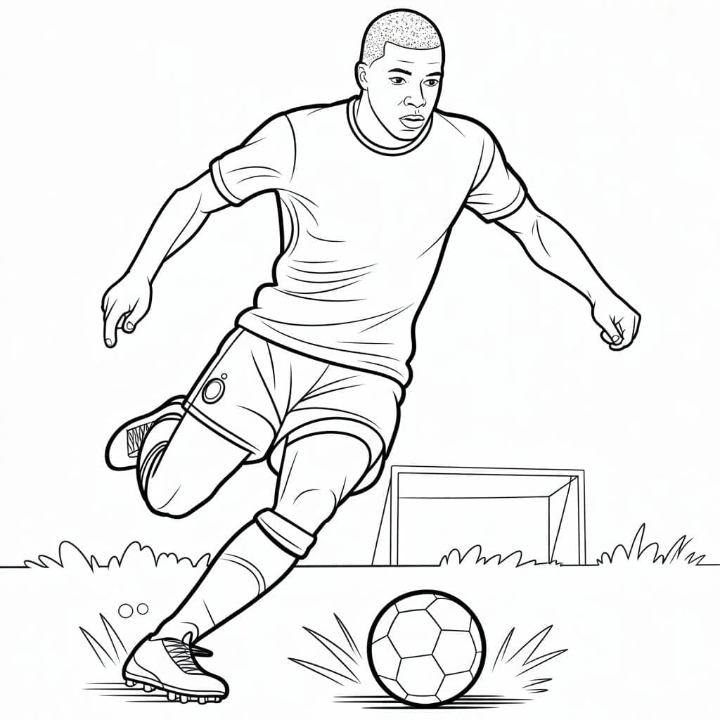 Kylian Mbappé corre veloce da colorare