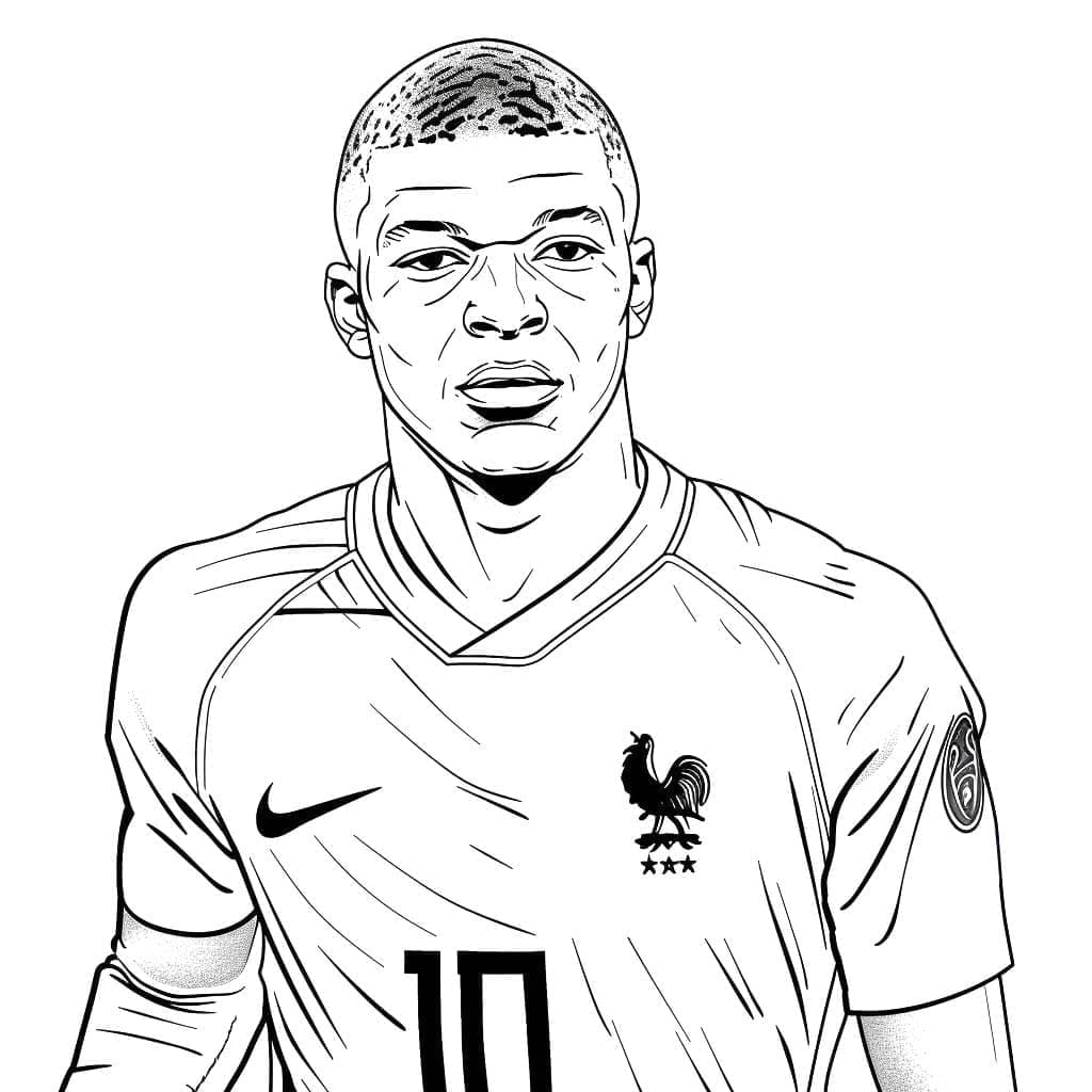 Kylian Mbappé per bambini di 4 anni da colorare