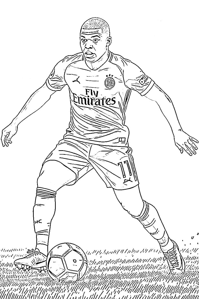 Kylian Mbappé sull’erba da colorare