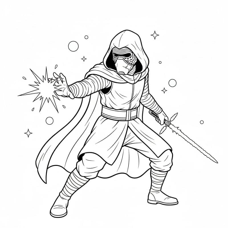 Kylo Ren all'attacco da colorare