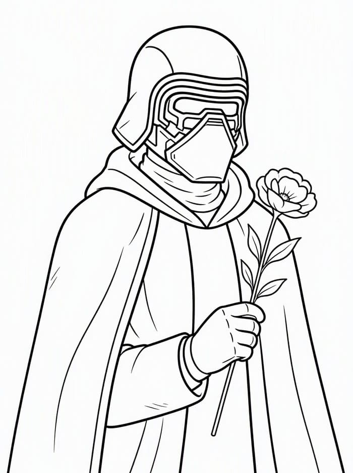 Kylo Ren con un fiore da colorare