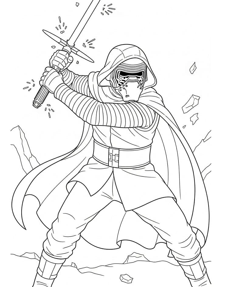 Kylo Ren in combattimento da colorare