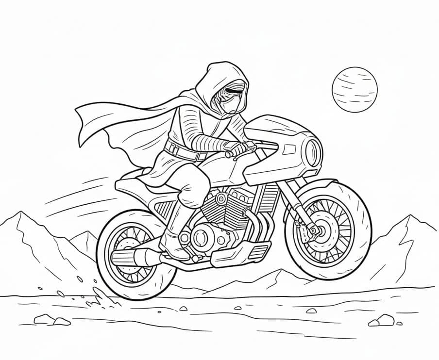 Kylo Ren in moto da colorare