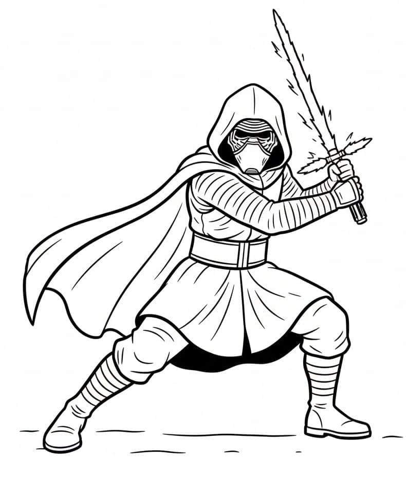Kylo Ren in piedi da colorare
