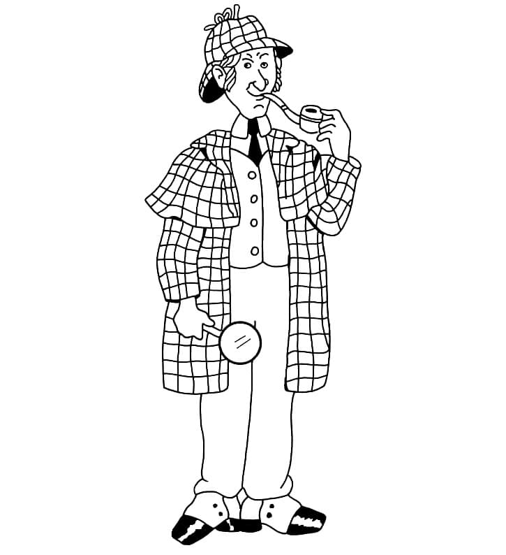 La bancarella di Sherlock Holmes da colorare
