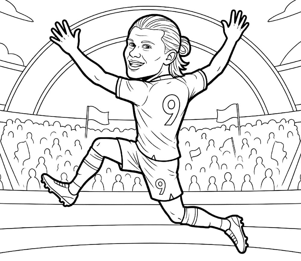 La celebrazione del gol di Erling Haaland da colorare