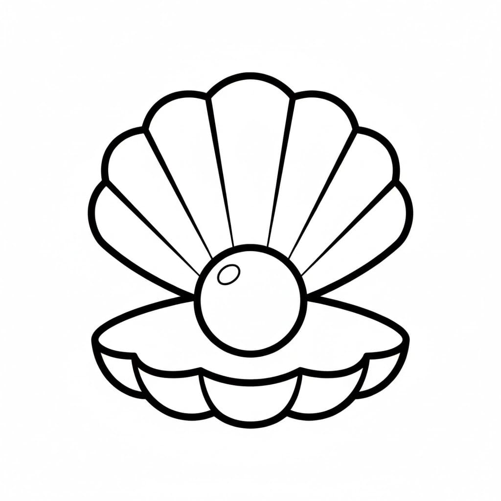 La conchiglia e la perla da colorare