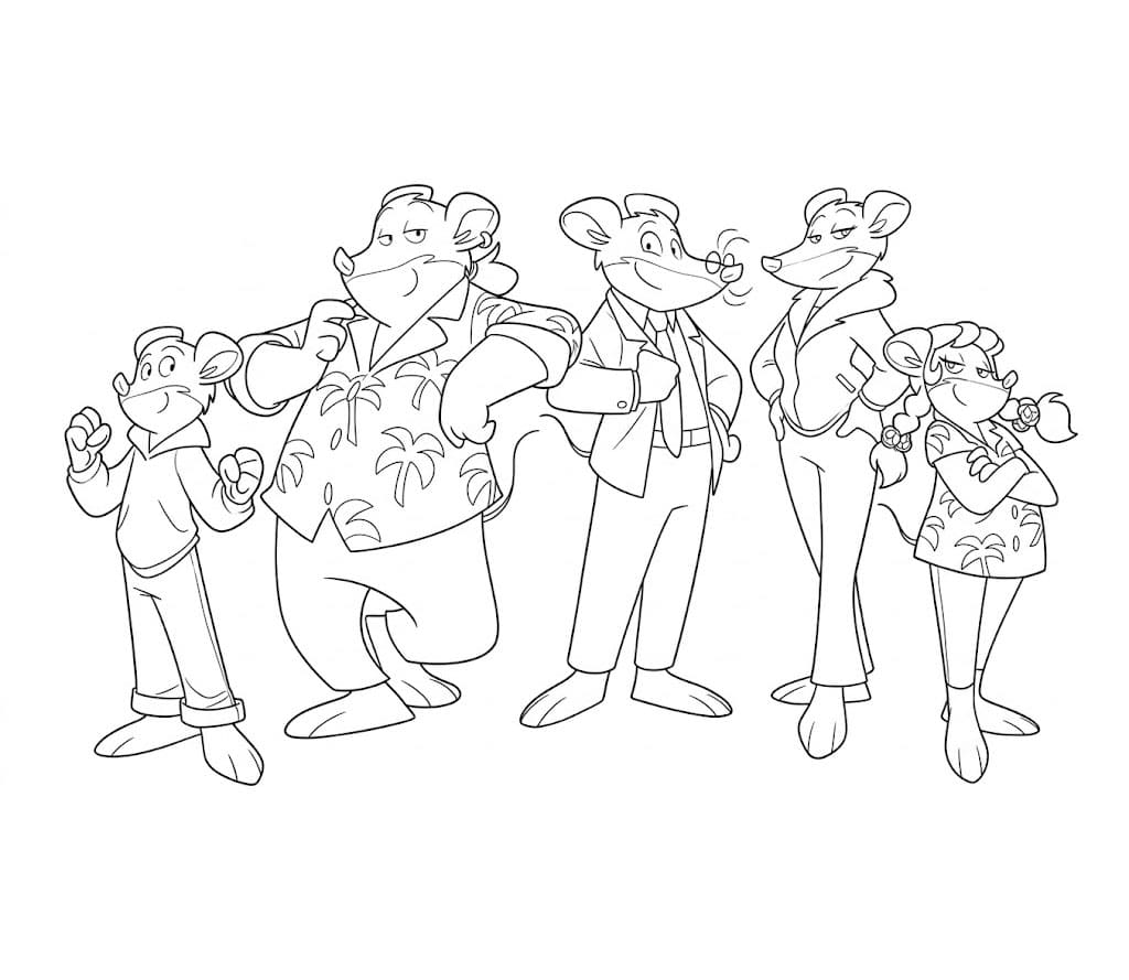 La famiglia di Geronimo Stilton da colorare