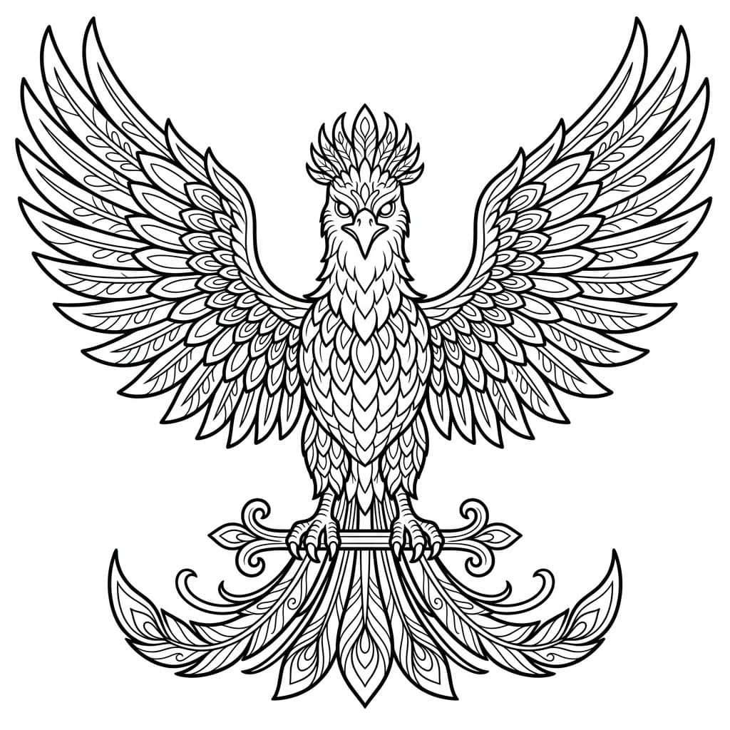 La fenice spiega le sue ali da colorare