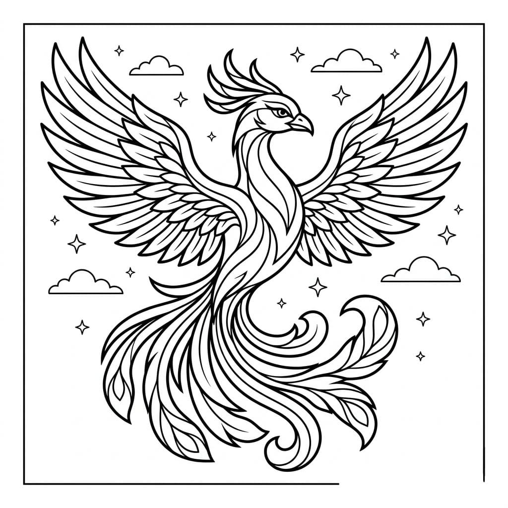 La fenice vola da colorare