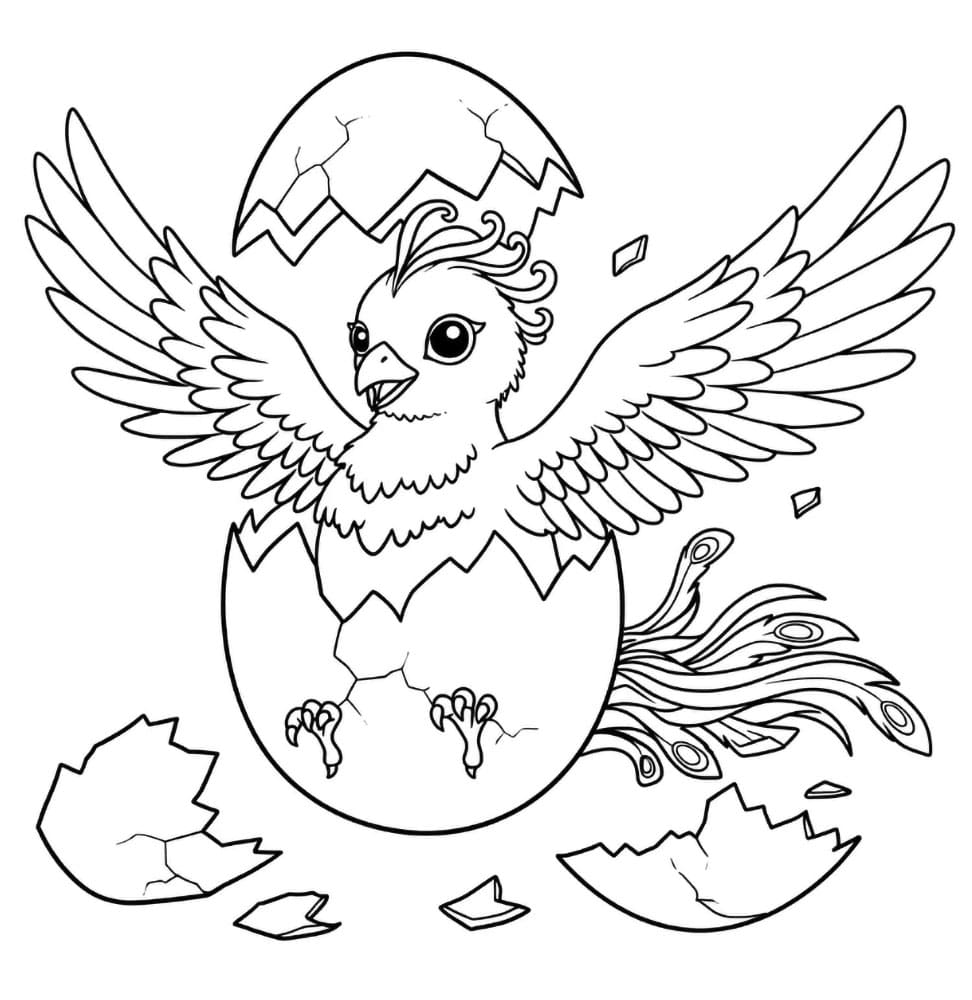 La nascita della piccola fenice da colorare