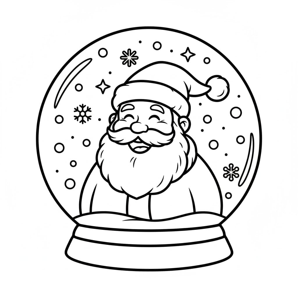 La palla di neve di Babbo Natale sorride da colorare