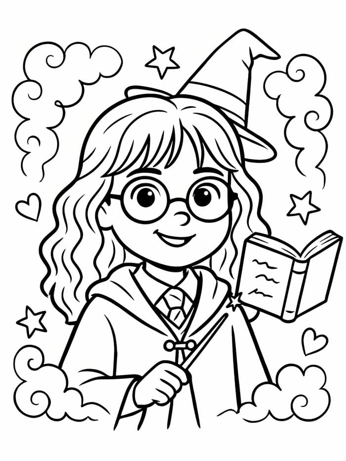 La piccola maga Hermione Granger da colorare