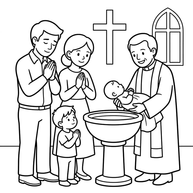 La preghiera al battesimo da colorare