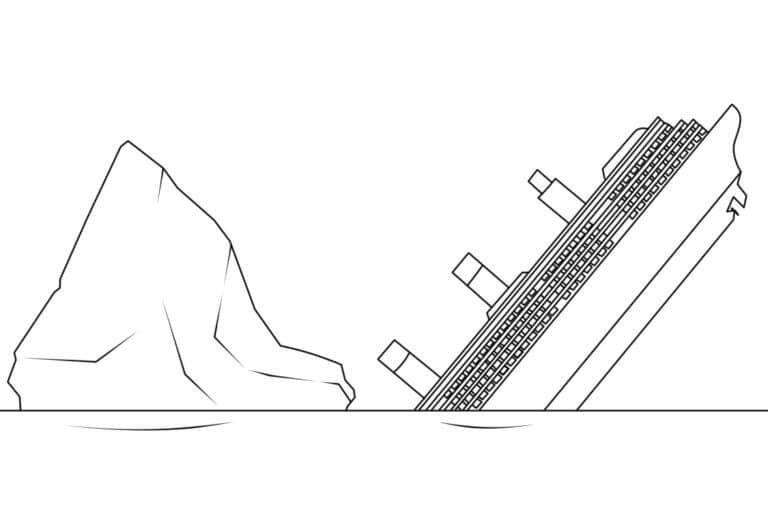 L'affondamento del Titanic facile da colorare