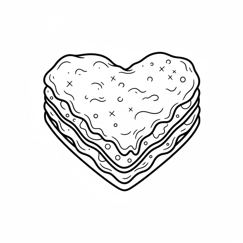 Lasagna a Cuore da colorare