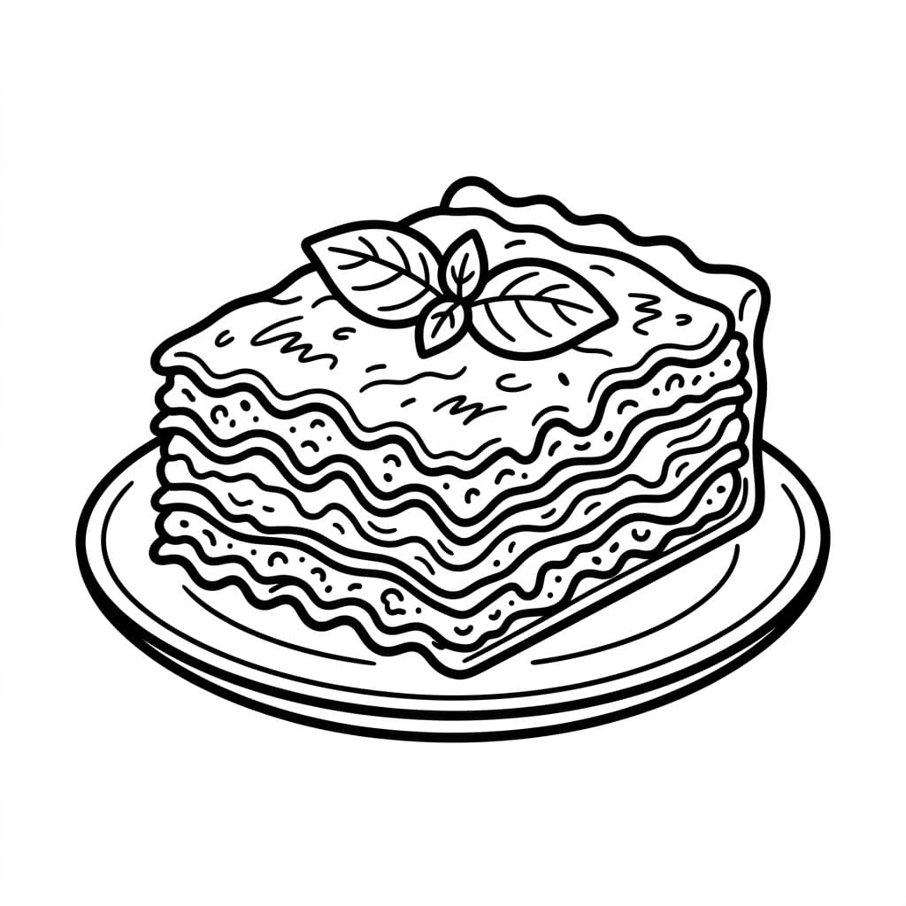 Lasagna con Basilico da colorare