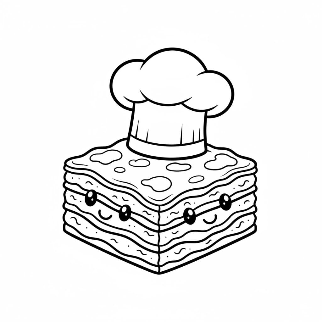 Lasagna con Cappello da Chef da colorare