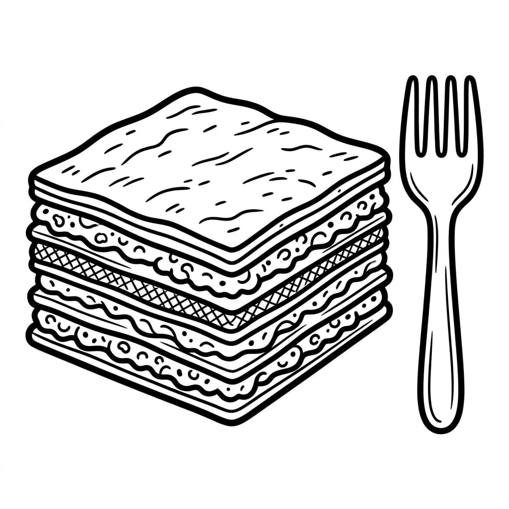 Lasagna con Forchetta da colorare