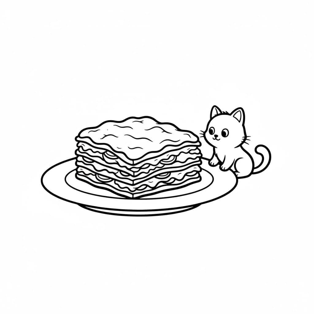 Lasagna con Gatto da colorare