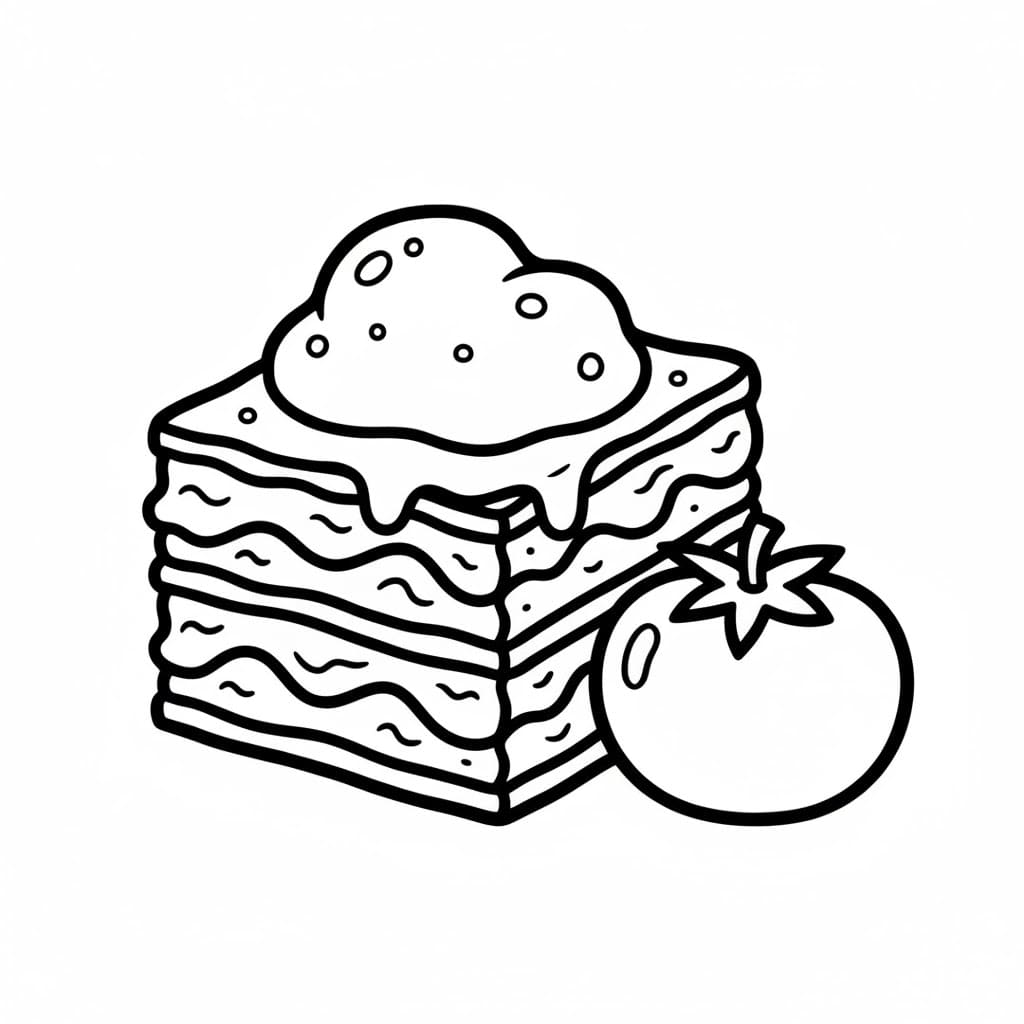 Lasagna con Pomodoro da colorare