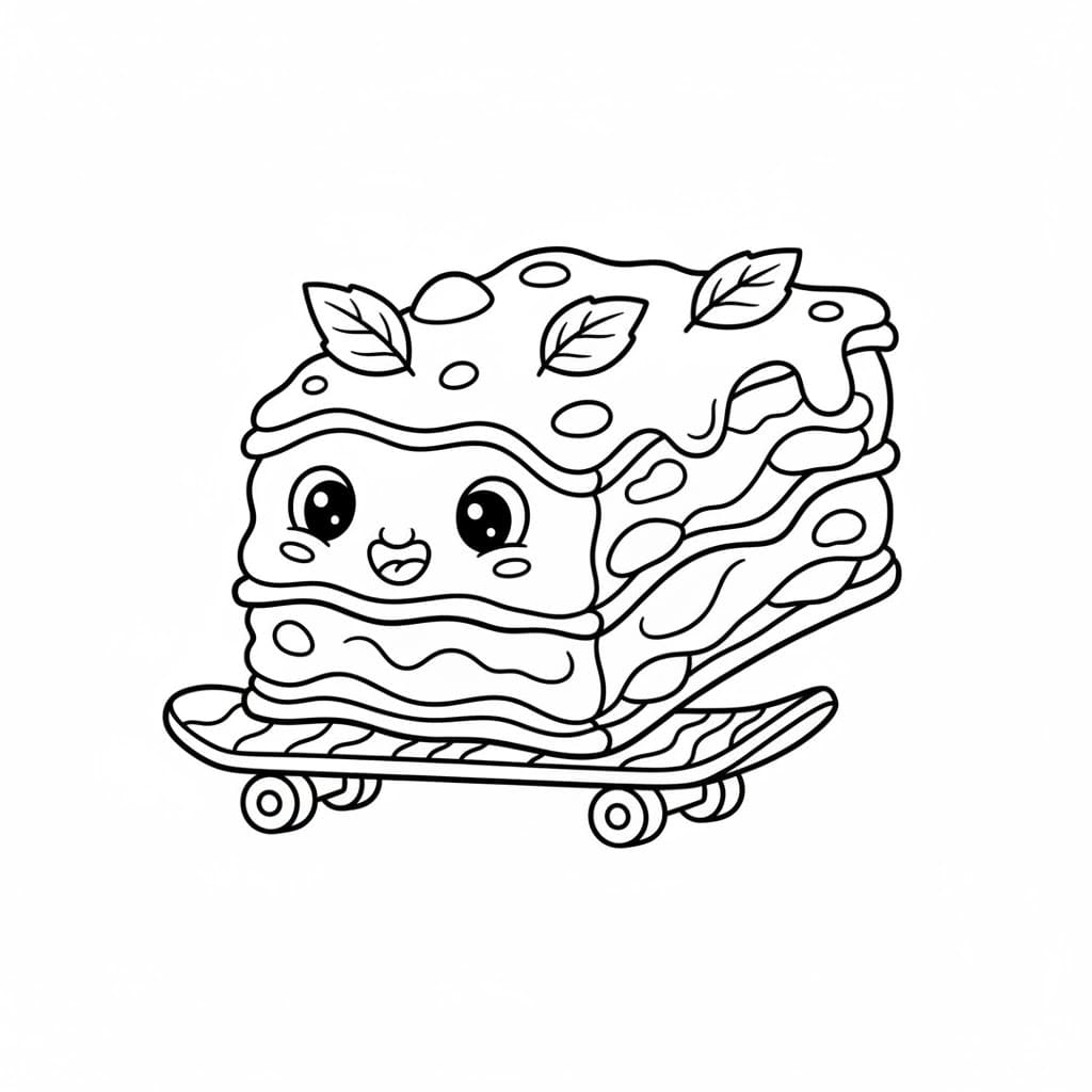Lasagna sullo Skateboard da colorare