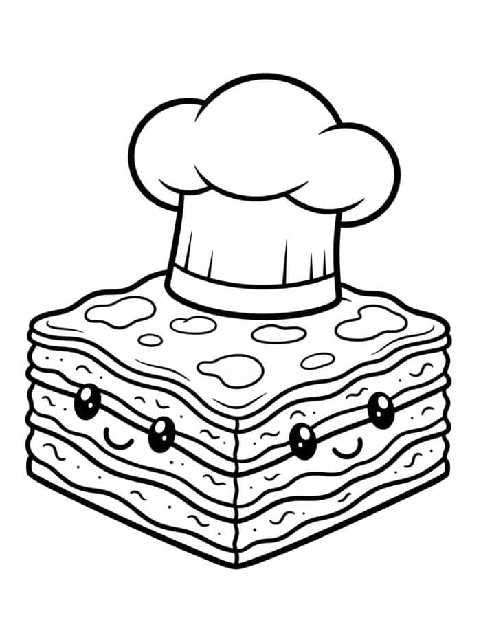 Lasagne con Cappello da Chef da colorare